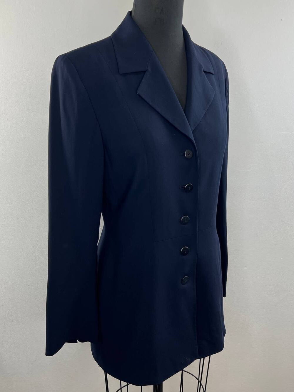 VINTAGE KL Karl Lagerfeld Navy Blue 100% Wool Button-Up Classic Blazer Jacket 8